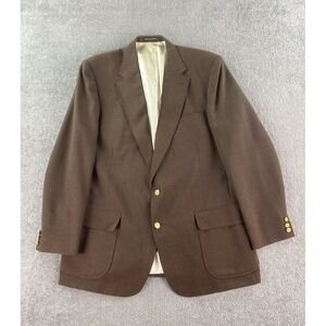 Stafford Blazer 48 XT Brown Wool Gold Buttons University Logo Premium Sport Coat